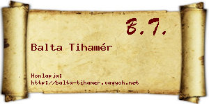 Balta Tihamér névjegykártya